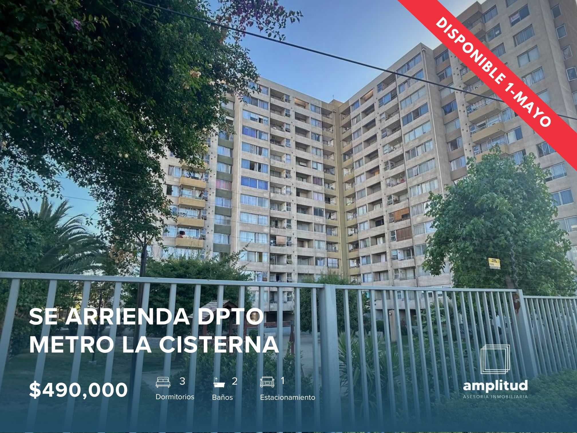 DPTO 3D+2B+Est. cercano Metro La Cisterna