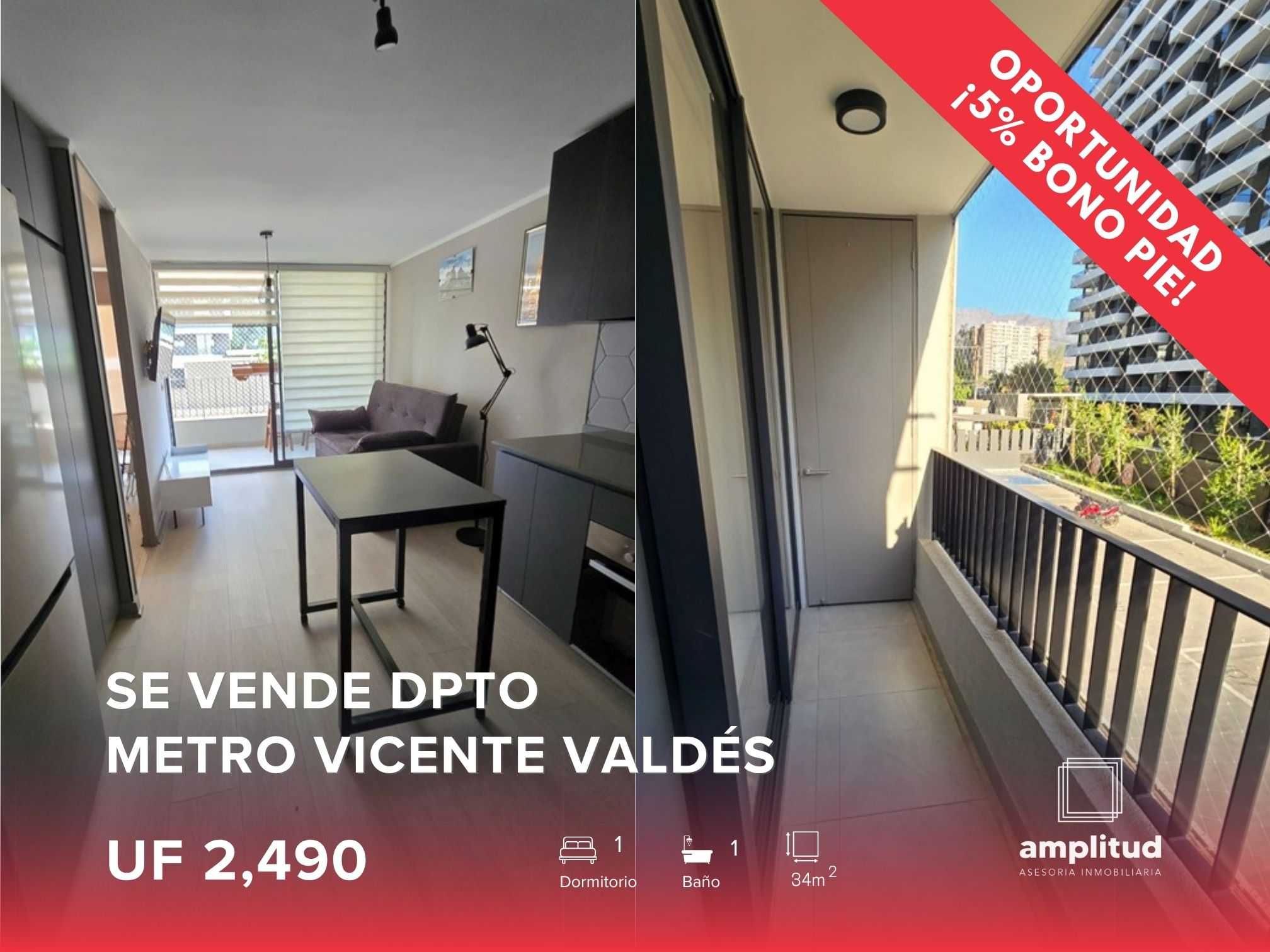 DPTO 5% BONO PIE A pasos metro Vicente Valdes