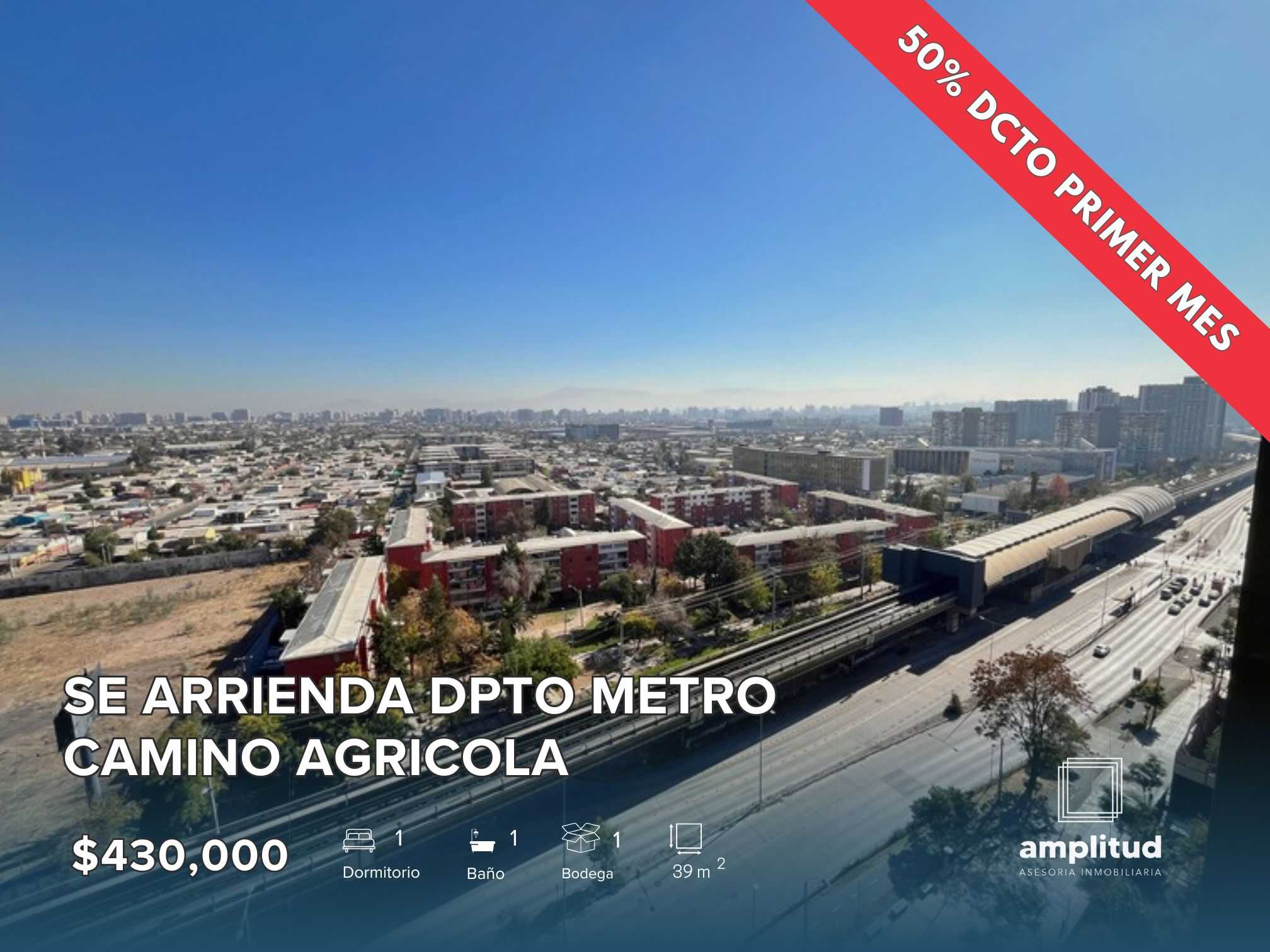 50%DCTO! Moderno Depto 1D+1B+Bod. metro L5